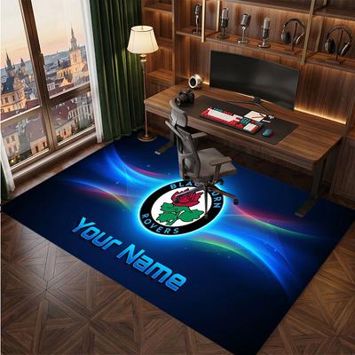 Blackburn Rovers FC Custom Crystal Velvet Rug, Personalized Name Text Print, Football Logo Soft Non‑Slip Floor Mat Home Decor Gift
