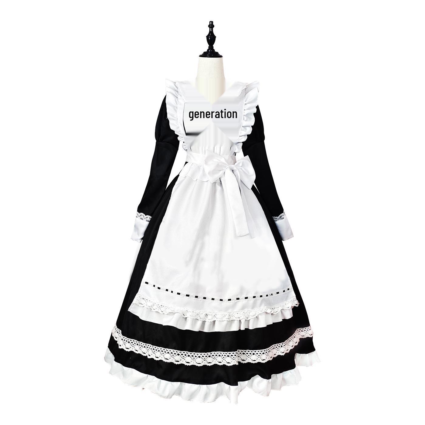 

Классический костюм горничной с длинным рукавом - Британский дворецкий и Японская школьная форма для косплея 5XL