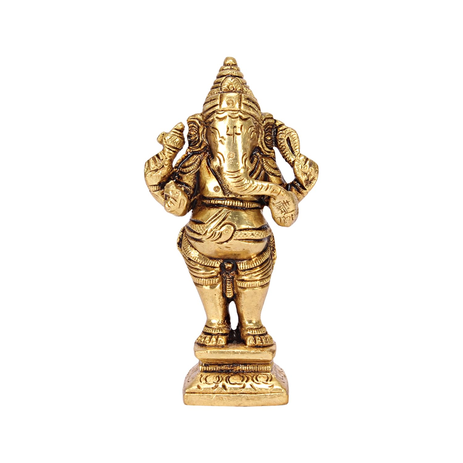 Pure Brass Ganesh Standing Ganesha Idol, Ganpati Bhagwan Statue - 3.75 Inch