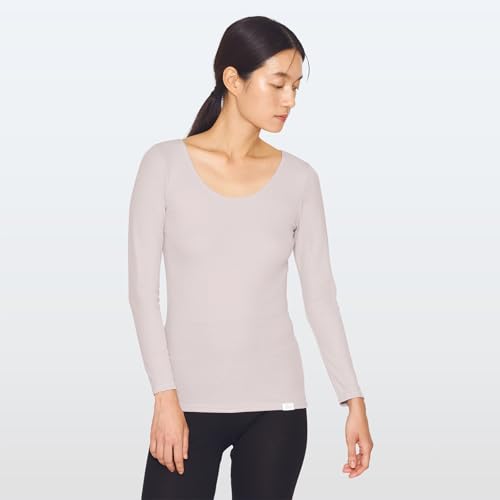 ReFa Vital Tech Moist Rib U-Neck Innerwear (Moist Rib (Long Sleeve), Beige, L)