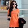 Women's Mid-Length Loose Letter T-Shirt, Korean Style Summer Casual Half-Sleeve White Top