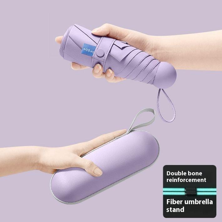 Capsule sun umbrella female sunscreen anti-ultraviolet sunshade umbrella dual-use mini five-fold ultra-light, compact and portable