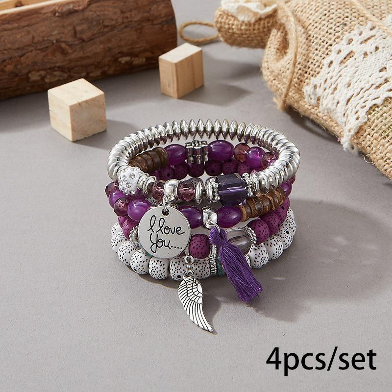 Bohemian bracelet creative tassel multi-layer beaded bracelet