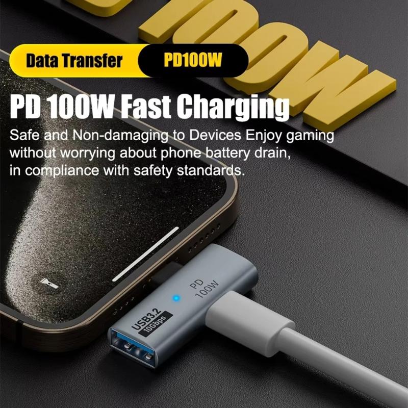 2pcs Type C Converter Adapter PD100W Fast Charging Splitter Support 10Gbps Data for Multiple Devices and Travel Use