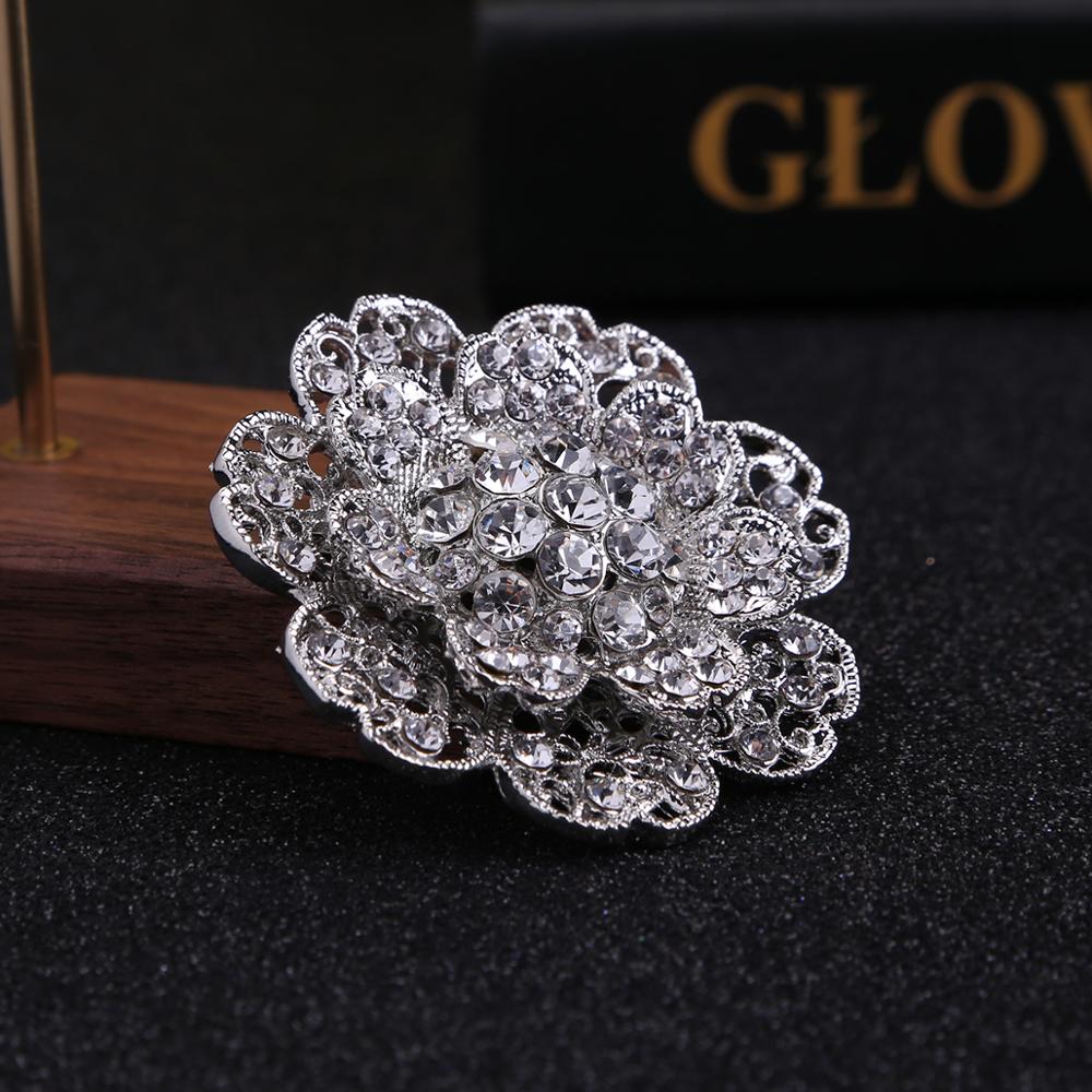Mode Frauen Große Broschen Dame Blume Strass Kristall Hochzeit Brosche Pin Schmuck Zubehör Mädchen Geschenk