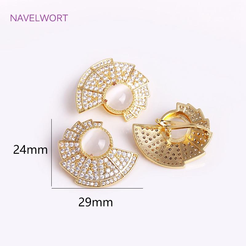 Trendy 18K Gold Plated Pearl Clasps For Necklace Making Accessory,Brass Inlaid Zircon Leaf Pearl Clasps DIY Jewelry Findings