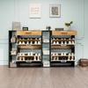 Wooden Shoe Cabinet With 2 Flip Drawers Pull Down Shoe Storage Organizer Cupboard For Entrance Area Hallway Living Rooms