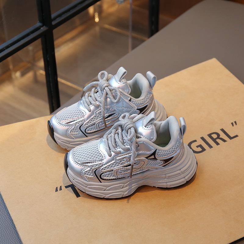 Girls' sneakers 2025 spring and autumn new children's lightweight dad shoes boys' mesh breathable running shoes trendy brand