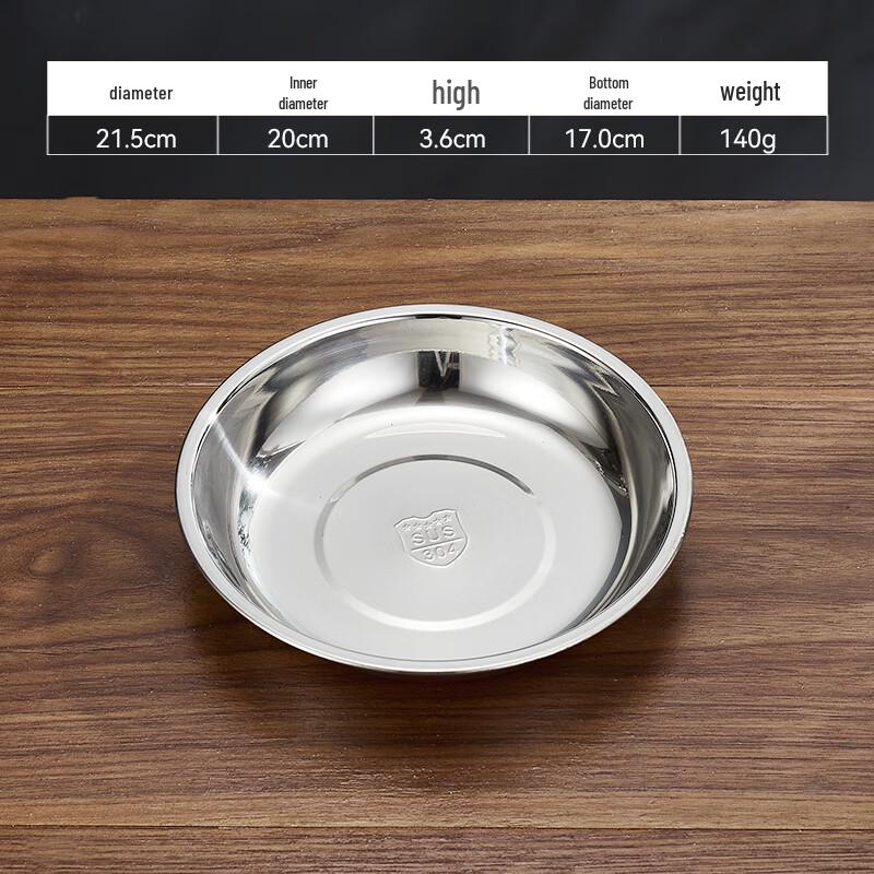 Lainuo 304 Stainless Steel Round Dinner Plates - Set of 5 (20cm)