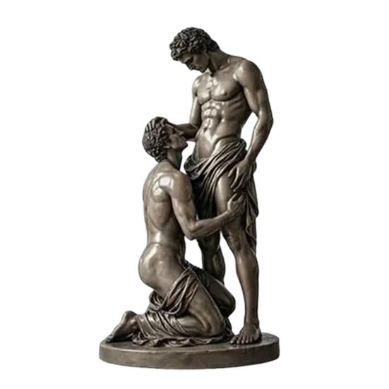 Statue Ornament, Mythology Collectible Bookshelf Vintage Ornament with Distressed Bronze Texture Wrinkled Clothing Pattern for Home Living Room