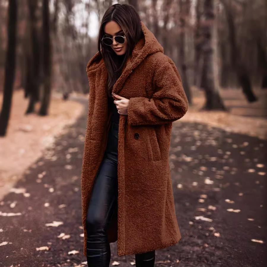 New Arrival Autumn Winter Long Sleeve Wool Blend Coat for Women