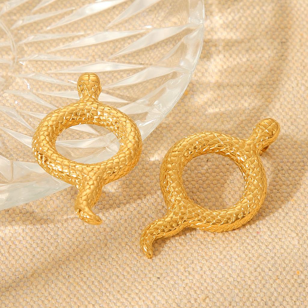 18K Gold Stainless Steel Hollow Snake Earrings for Women, Non-fading Titanium Steel Studs, Premium Style