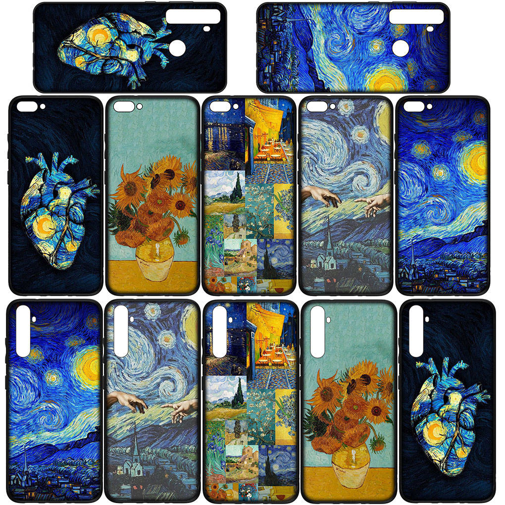 Phone Case for Samsung Galaxy S24 S23 iPhone 15 14 Xiaomi Redmi Note 13 12 11 8 10 9 Pro Max X XR OPPO Huawei Sunflower Van Gogh Starry Night Cover