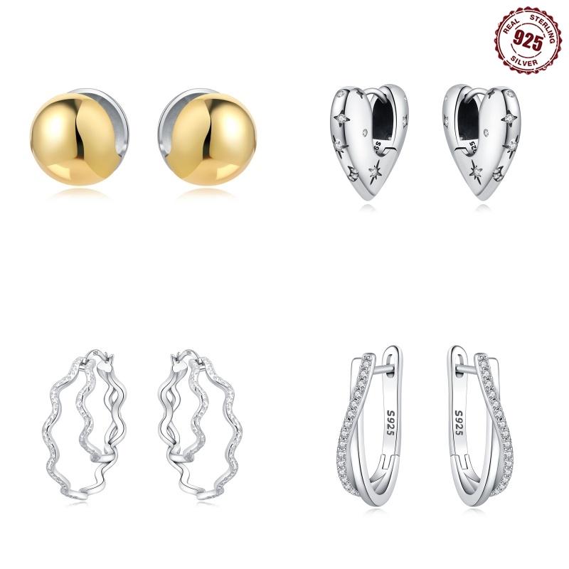 925 Silver Hoop Earrings Simple Silver Heart Shape Earrings For Women Engagement Wedding Party Birthday Jewelry Gift