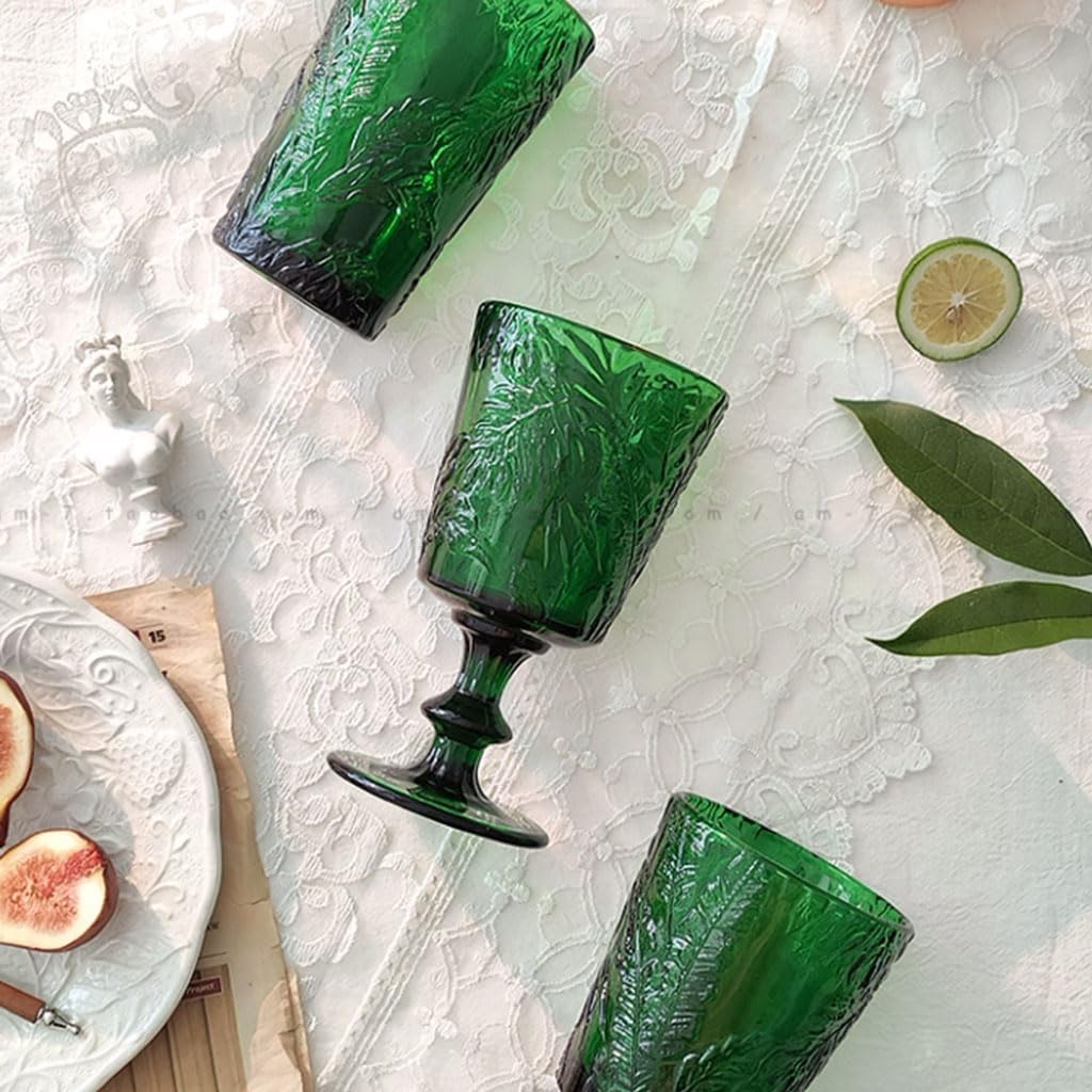 PEKJI Green Wine Glass Cocktail Glass Modern Vintage Wine Tumbler for Red and White Wine for Home bar