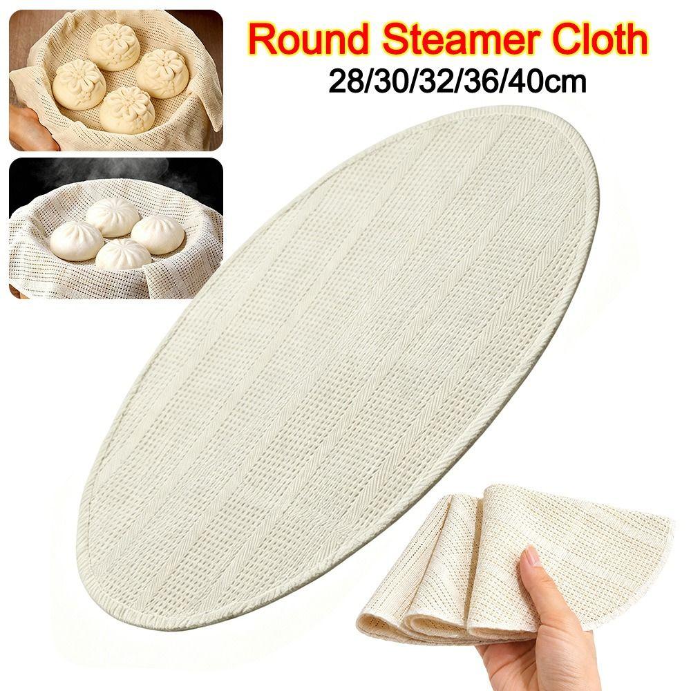 New Cotton Round Steamer Cloth Breathable Mesh Steaming Liner Non-Stick Washable Dumpling Cloth Kitchen Cooking Accessories