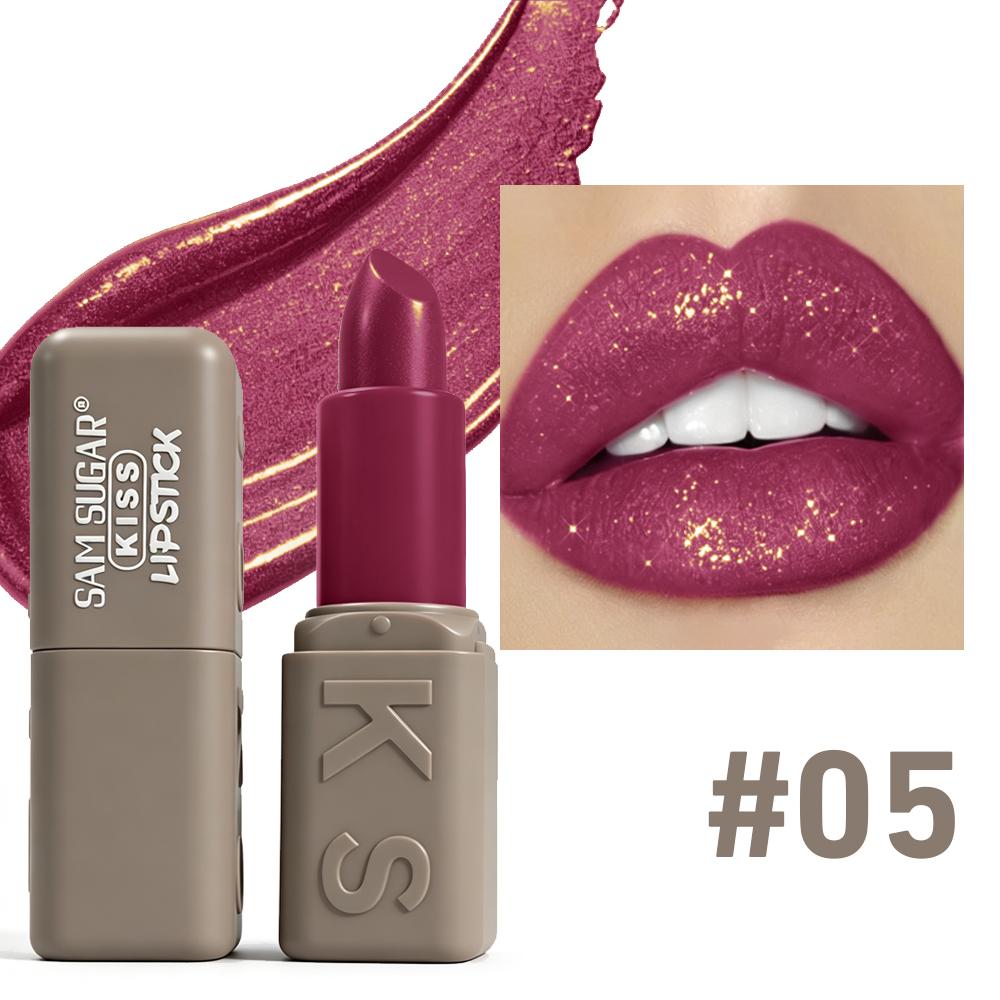 Kiss Lipstick Metallic Shine Glitter Lipstick Moisturizing Smooth Velvet High Pigment Non Grainy Comfortable Lip Makeup for Women