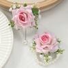 Set Of 2 Pieces Rose Wrist Corsage Artificial Flower Bridal Wrist Corsage  for Wedding Decoration