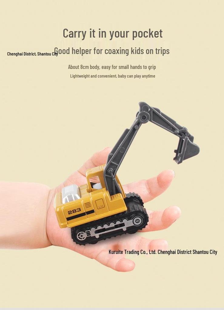1:64 Alloy Engineering Car Set - 6-Piece Mini Pull-Back Toy for Kids