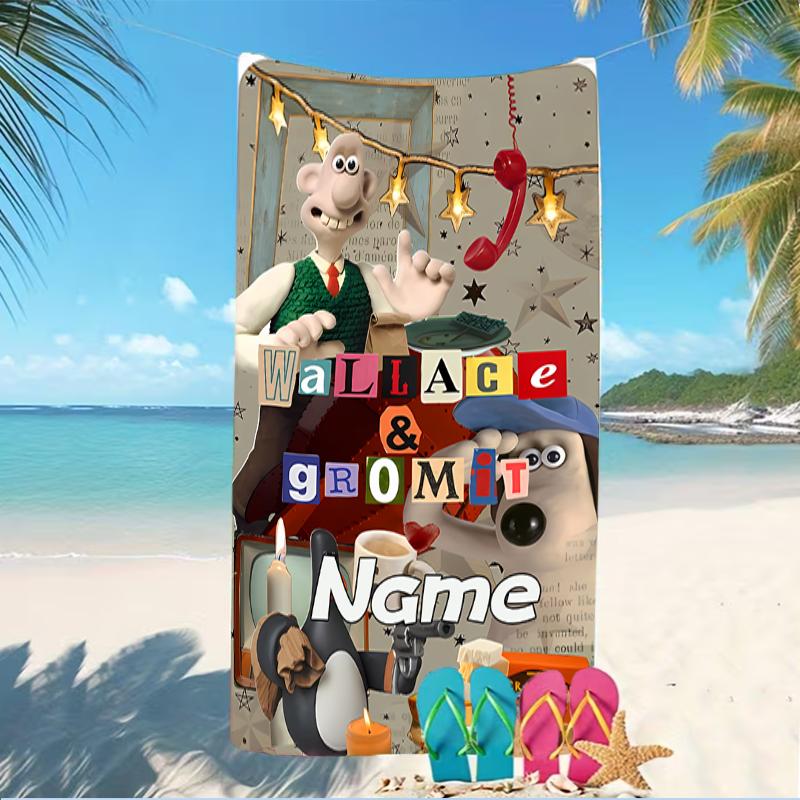 Customizable Personalized Beach Towels Wallace and Gromit Themed designs.Suitable for the Beach, Yoga, Sports;ideal As Beach Accessories