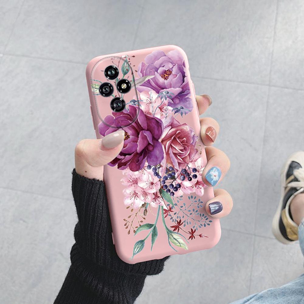 Leopard Plant Rose Pattern Phone Case For Honor 200 Lite Daisy Love Heart Shockproof Soft Cover For Honor 200 Pro Smart Silicone