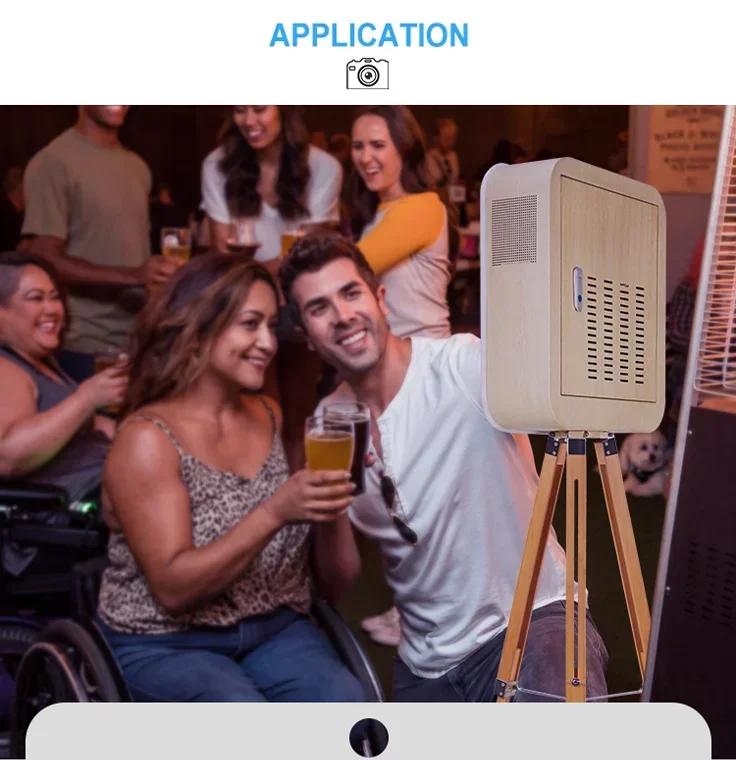 2025Nový design Fotokoutek Svatba Dřevo Vintage Fotokoutek Cena Velkoobchod Retro Dřevěný Fotokoutek Stroj S Tiskárnou a Fotoaparátem