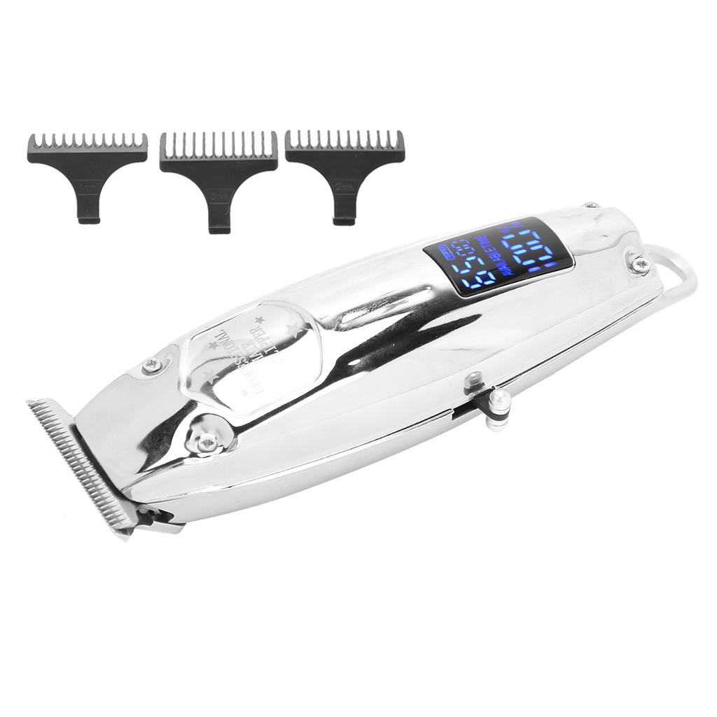 Elektryczna Maszynka do Włosów z Wyświetlaczem LCD Duża Moc Złoty Trymer do Włosów Narzędzie do Stylizacji dla MężczyznSrebrny