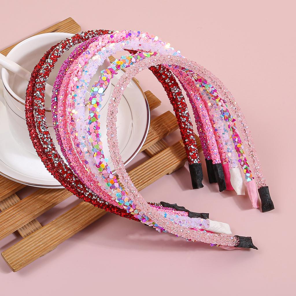 8pcs Valentine's Day Headbands for Girls Love Pink Red Hairband Glitter Headbands Headwear Girls Kids Party Hair Accessories