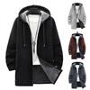 Suéter con capucha Otoño Invierno Espesar Manga Larga Cordón Forro de Felpa Longitud Media Chaqueta de Punto Ropa de Calle