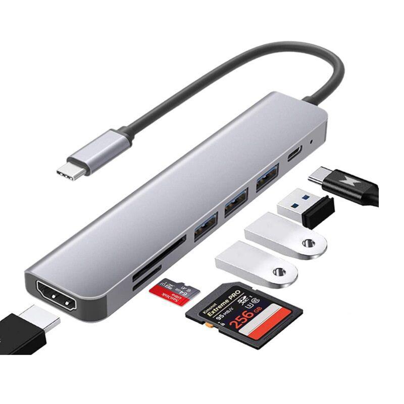 7-in-1 Type-C Portable Docking Station: Display, Charge, Screen Mirror - Aluminum Alloy