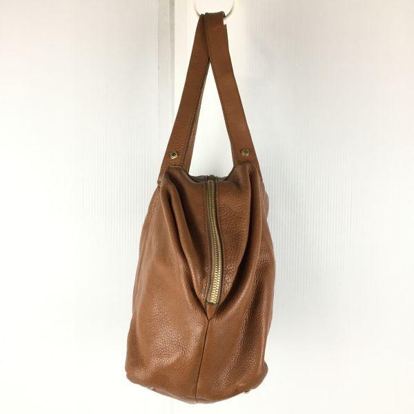 FURLA Leather Boston Handbag Brown Women’s Barrel Purse Bag(USED)