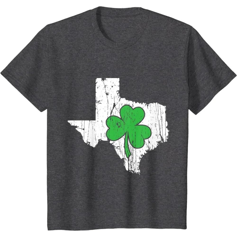 Texas State St. Patrick's Day Texas Green Shamrock T-Shirt Graphic T Shirts Men Clothing Oversized T Shirt  Cotton Four Seasons