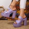 Summer Women High Heel Sandals Platform Fashion Simple Slippers Women Buckle with High Heels Open-toe Heeled Ladies Slides Shoes