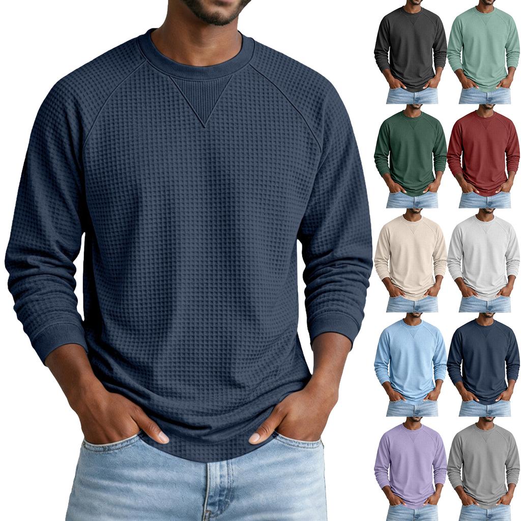 Men's Casual Long Sleeve Neck Pullover Top Color