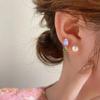 Pink Tulip Imitation Pearl Earrings Rose Flower Two Ways To Wear Ear Studs for Girls Daily Wear Women Ear Piercings Gifts