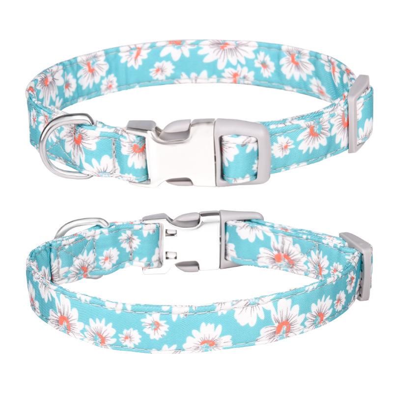 

Ошейник для собак с металлической пряжкой и красочными принтами, двойная тесьма, тканевый регулируемый мягкий прочный ошейник для собак среднего и крупного размера L 36-55cm