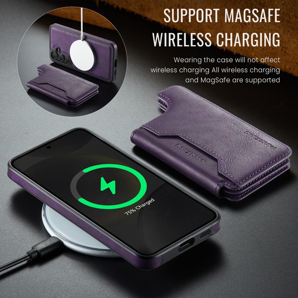 MAGKING K3 Series For Samsung Galaxy S24 Case Compatible with MagSafe Wallet PC+TPU+PU Phone Cover