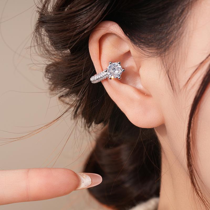Elegant Shiny Round Zircon Clip Earrings Adjustable Non Piercing Ear Clips for Women Daily Wear Party Banquet Jewelry Fashio