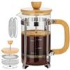 350/600ml French Press Coffee Maker,Durable Bamboo Lid Handle Coffee Pot With Filter System,Heat Resistant BPA-Free Glass Teapot