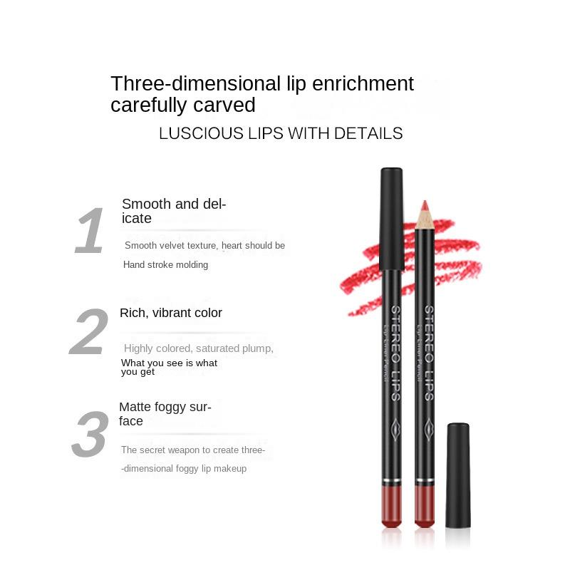 VIBELY Matte Lip Liner Pencil Waterproof Long-Lasting Smudge-Proof Precise Lip Definer Multiple Shades Single