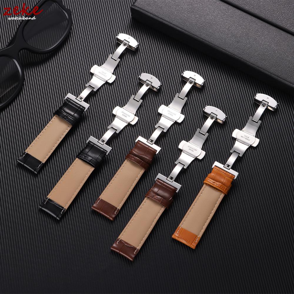 Genuine Calfskin Leather Watch Starp 12/13/14/15/16/17/18/19/20/21/22/23/24mm Universal Replacment Bands with Butterfly Buckle