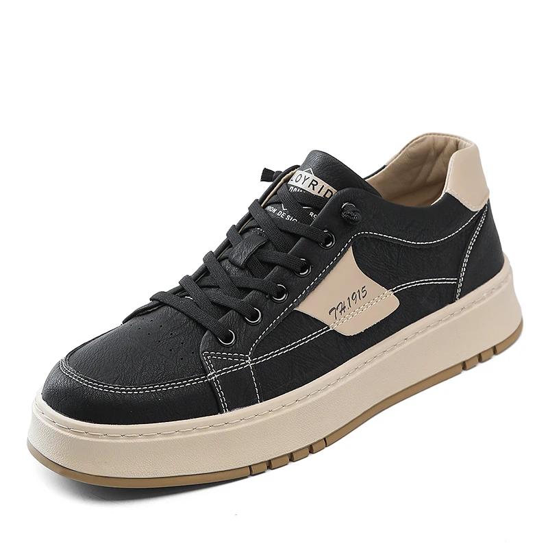 Fashion Casual Leather Outdoor Sneaker Tennis Men Vulcanized Shoes 2024 Antiskid Runnin Shoes Luxury Brand Thick Bottom Driving Shoes