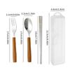 4Pcs/Set Picnic Cutlery Set Wood Grain Handle 304 Stainless Steel Fork Spoon Chopsticks With Case Outdoor Portable Dinnerware