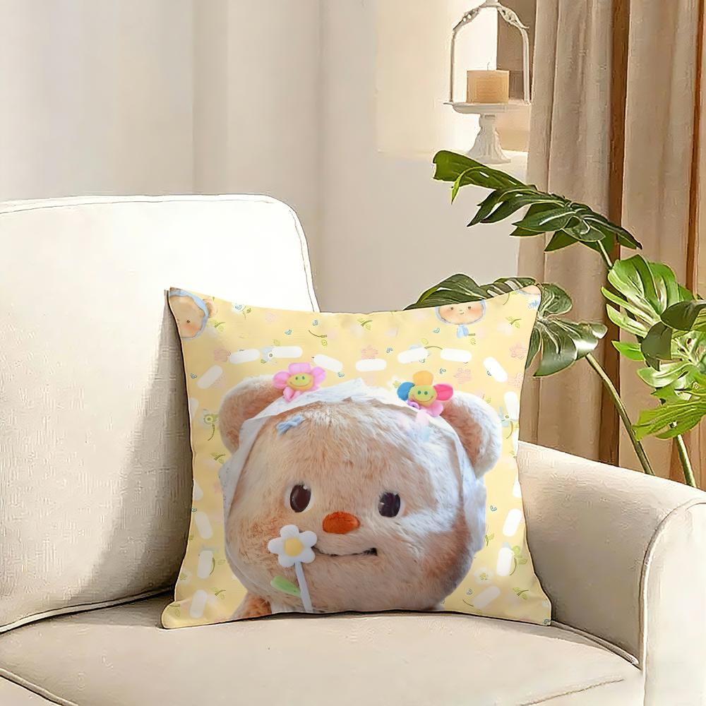 Butterbear Cushion Cover Reversible Plush Pillow Cover Soft Fluffy Home Decor for Sofa Bedroom