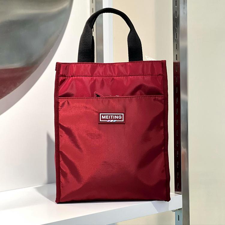 New large contrasting color portable lunch box bag, student carry bento bag at work, make-up bag, file bag, hand carry mommy