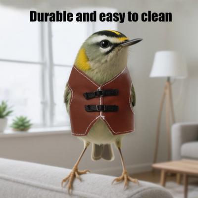 Haustiervögel Weste Kunstleder Vögel Kleidung Verstellbar Vintage Stil Vögel Outfit für Haustiervögel Tägliche Ausflüge Verkleidungskostüm