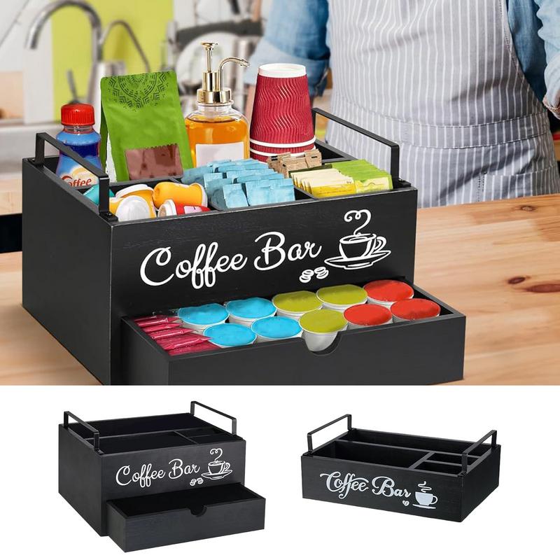 Wooden Coffee Rack Stylish Tea Shop Organizer Cup Holder Lid Holder Beverage Station Organizer Coffee Bar Accessories
