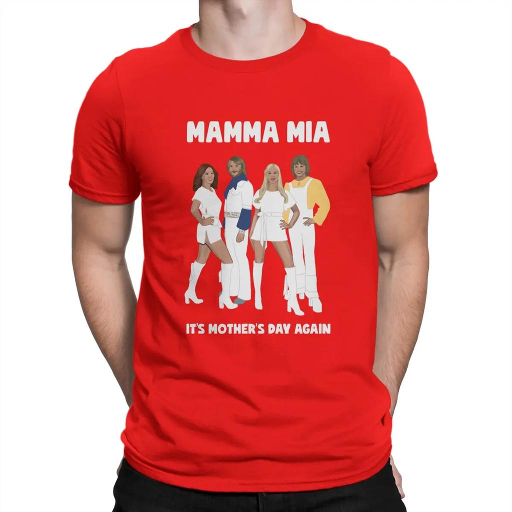 Fashion Mamma Mia Music T-Shirts for Men Round Neck 100% Cotton T Shirt A-ABBA Band Short Sleeve Tee Shirt Birthday Present