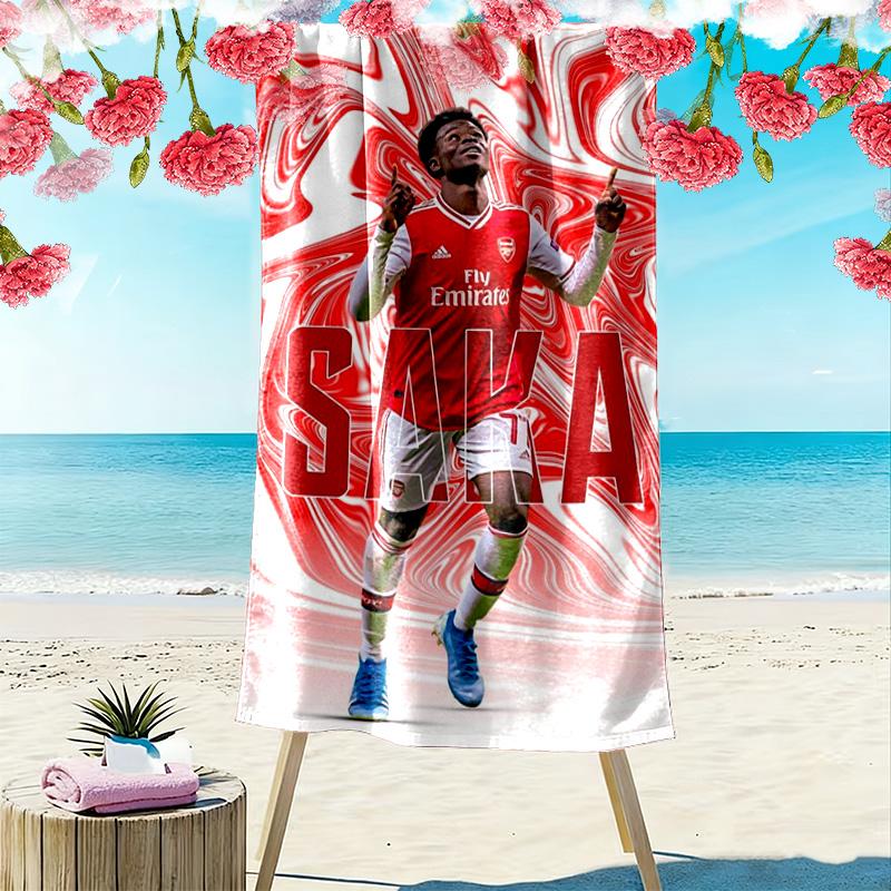 Bukayo Saka Print Beach Towel, Large Soft Quick Dry Towel for Beach Camping Swimming