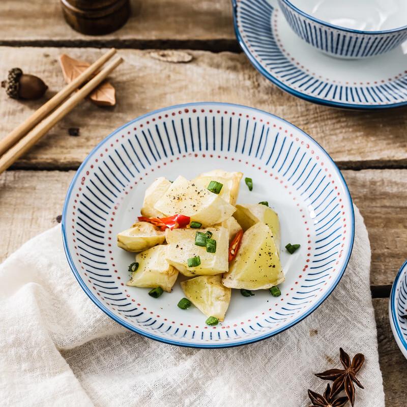 ZISIZ Underglaze Hand-painted Ceramic Round Dinner Plate